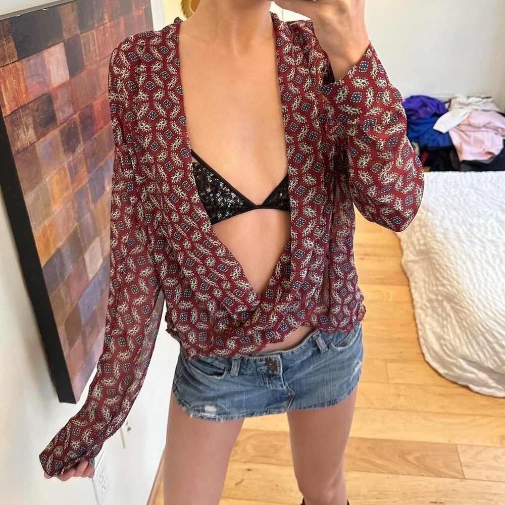 Sophie Rue Burgundy Patterned Blouse